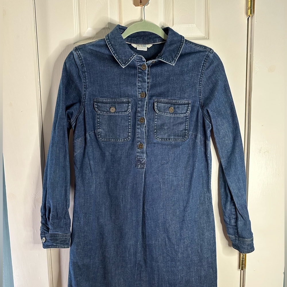 Boden Denim Shirt Dress Size Blue Chambray Long Sleeve 4R - Picture 7 of 7
